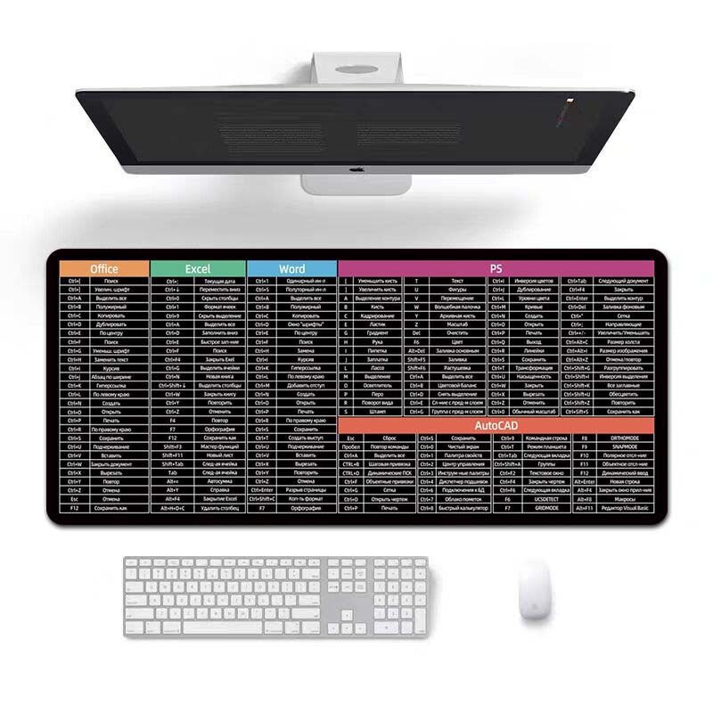 跨境批发热销英文快捷键多国语言定制耐脏鼠标垫办公桌垫MousePad|undefined