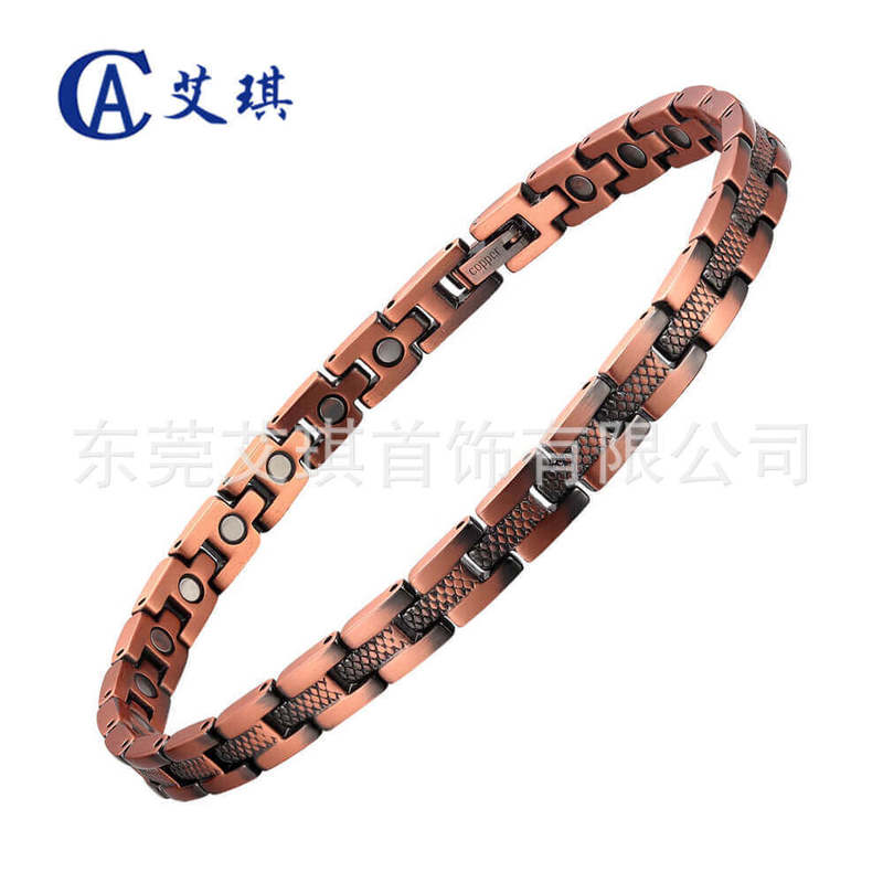 Cross-Border Red Copper Bracelet Simple Retro Magnetic Energy Red Copper Bracelet Summer Women's Pure Red Copper Bracelet Jewelry