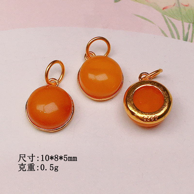 Natural beeswax Buddha accessories s925 silver gold-plated bracelet necklace string decoration diy handmade spacer beads semi-finished products
