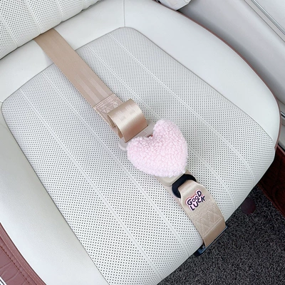 Car seat belt Anti-Belly Restraint, Car-Mounted Pregnancy Late-Stage - three-point-anti-strangle-safety-belt-beige-pink-love-heart