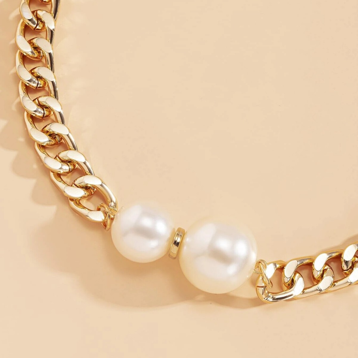 Colar de corrente cuban com pérolas para mulher joia presente_voghion.com