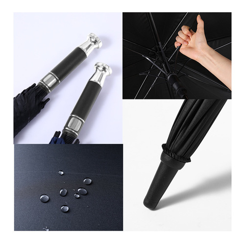 Men's business double long-handled golf umbrella, automatic silver-plated handle, luxury car, same style advertising umbrella with logo printed on it