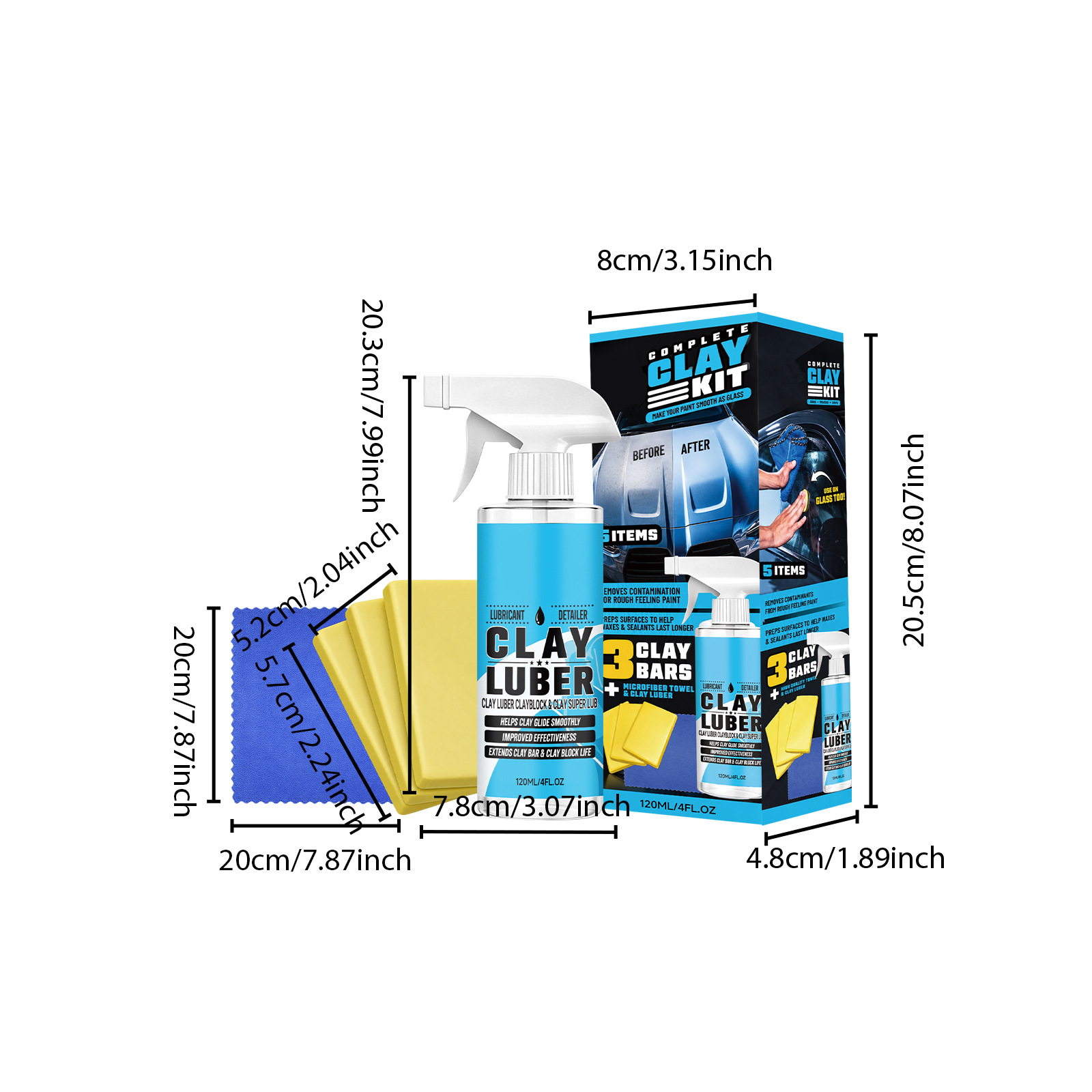 Car Clay Cleaning Kit: Gentle Stain Removal, Paint and Glass Cleaning, Refinishing, and Brightening for Daily Car Maintenance