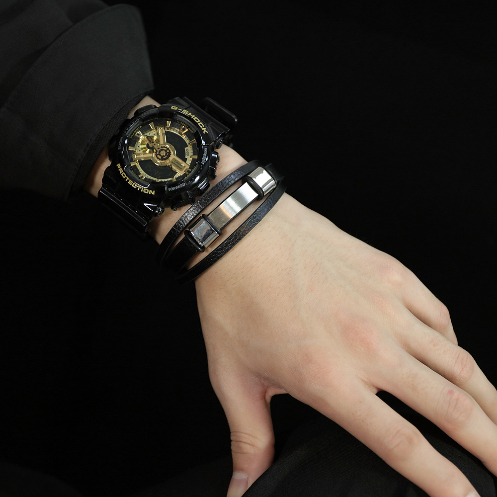 Retro double-layer stainless steel bracelet