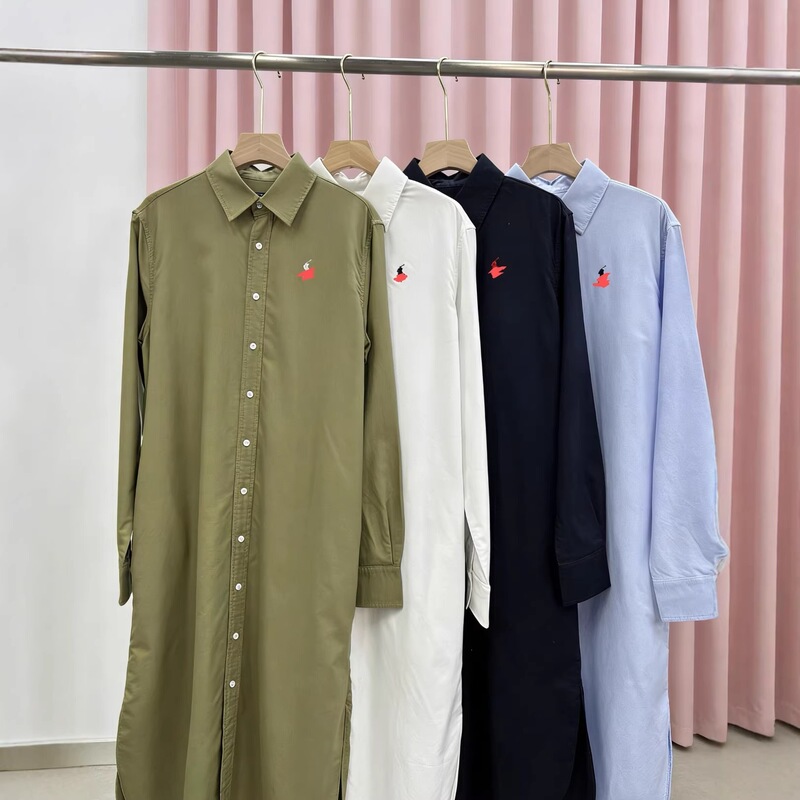 Cross-Border High-Quality Pony Logo Shirt with Qr Code, R-L Long Dress, Fashionable Casual Style 2026