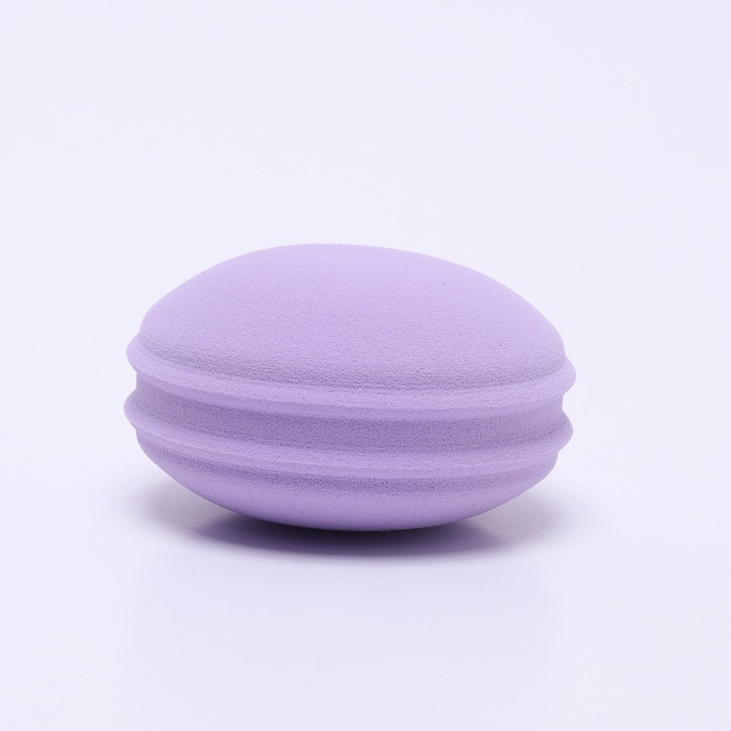 Fábrica personalizada macarón huevo de maquillaje hidrofílico no látex esponja de maquillaje PU no comer polvo, huevo de maquillaje seco y húmedo de doble uso