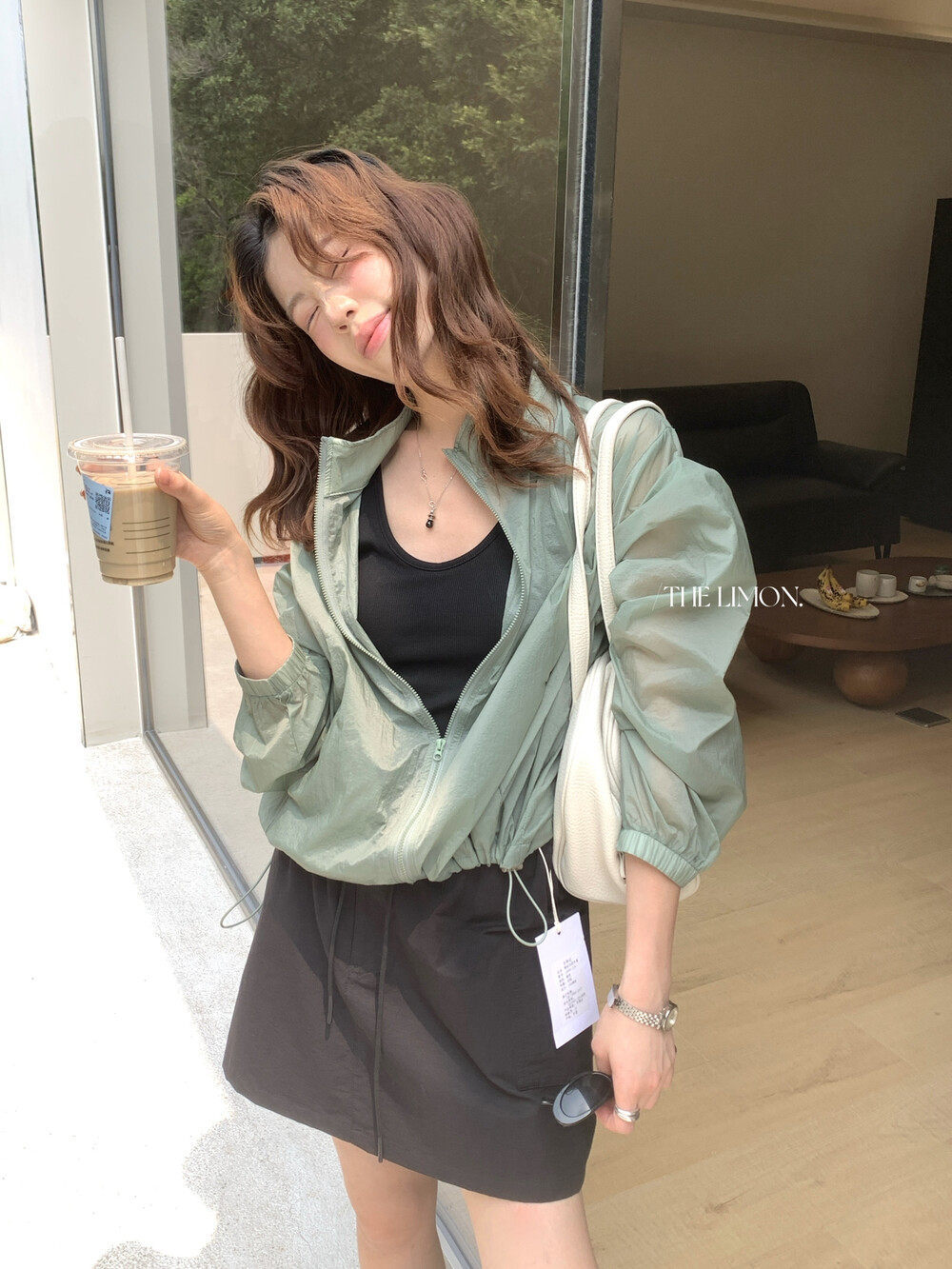 Áo chống nắng nữ dáng dài cổ đứng rút dây phong cách trẻ trung — Xám cacbon, Xám tím, xanh lam, màu cam chi tiết 33