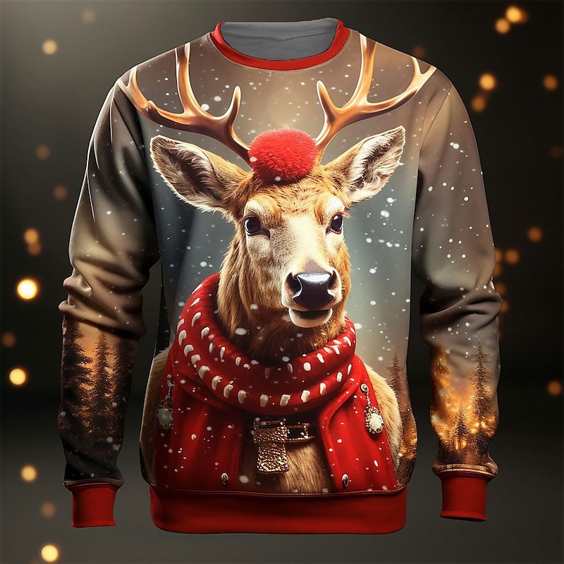 Fashionable Santa Claus 3D Printed Round Neck Pullover, Fashionable And Fun Men's Hoodie_voghion.com