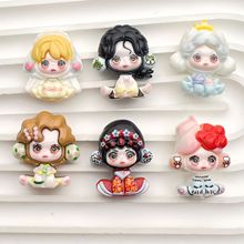 小卡泡泡古风坐姿女孩树脂配件手工diy发夹头绳钥匙饰品 材料批发