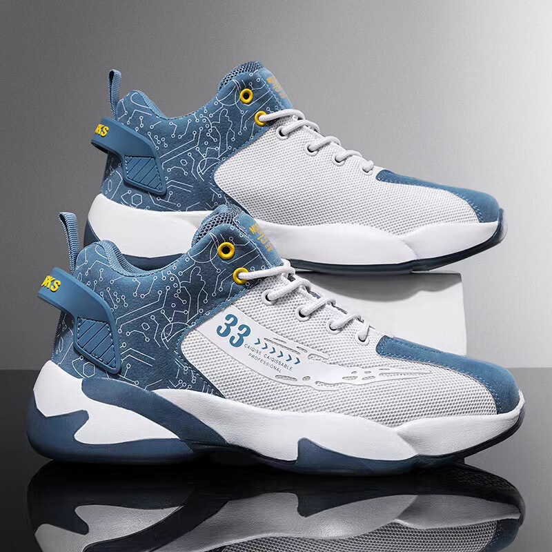 Men's Basketball Shoes Spring New Fly Woven Breathable Running Shoes High-Top Shoes Men's Basketball Sports Shoes Men's
