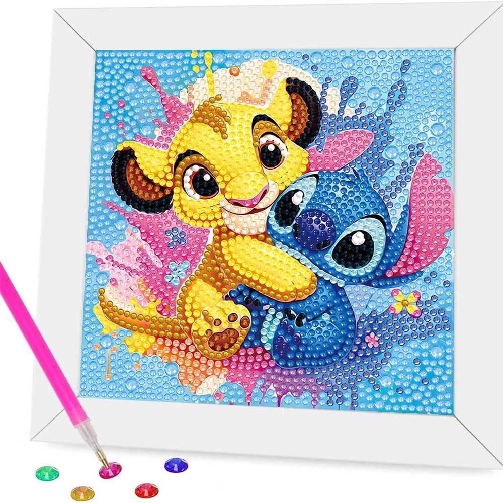 Pintura de diamantes enmarcada hecha a mano, superventas transfronteriza, de dibujos animados infantiles de la princesa Elsa, linda pintura de pegatinas de diamantes DIY