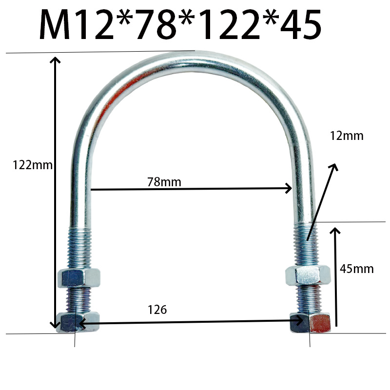 CB / T 3780 / 1997 - Pa / Pb galvanizado en forma de U tuerca gruesa perno alargado abrazadera de tubería
