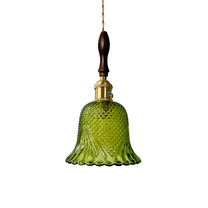 Lámpara de latón retro comedor bar dormitorio cabecera lámpara de cama tallado diamante vidrio tienda decoración comercial lámpara de cama