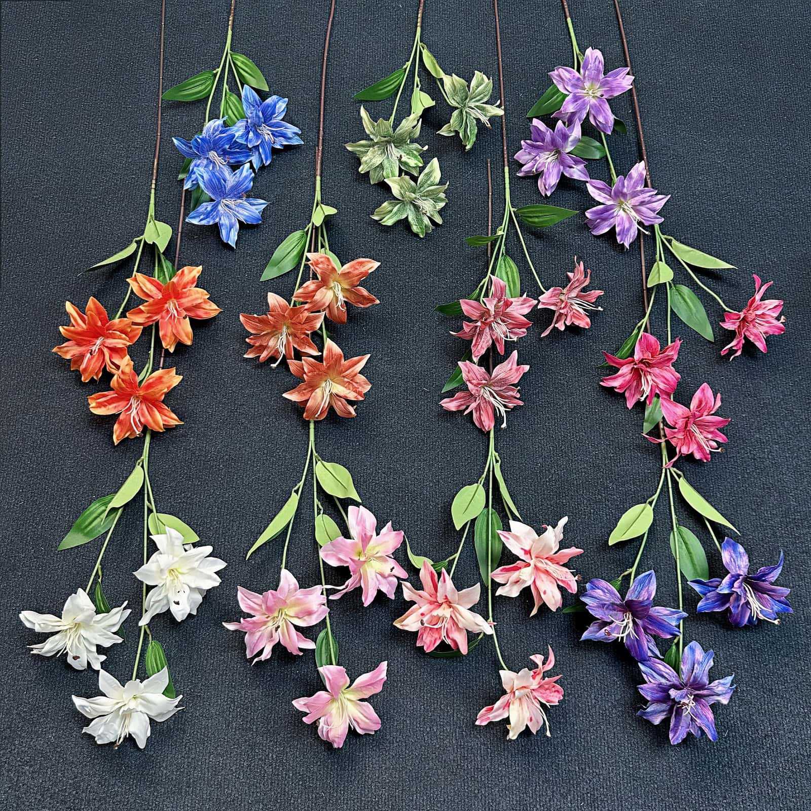 Impresión de flores de simulación 3 cabezas lirios decoración del hogar decoración de bodas decoración de flores falsas al por mayor