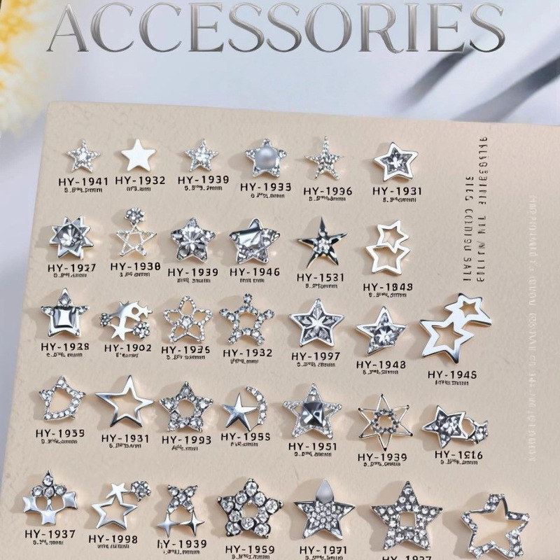 Five-Pointed Star Nail Art Jewelry Nail Ornaments Super Flash Cut Out Diamond Alloy Jewelry Nail DIY Accessories