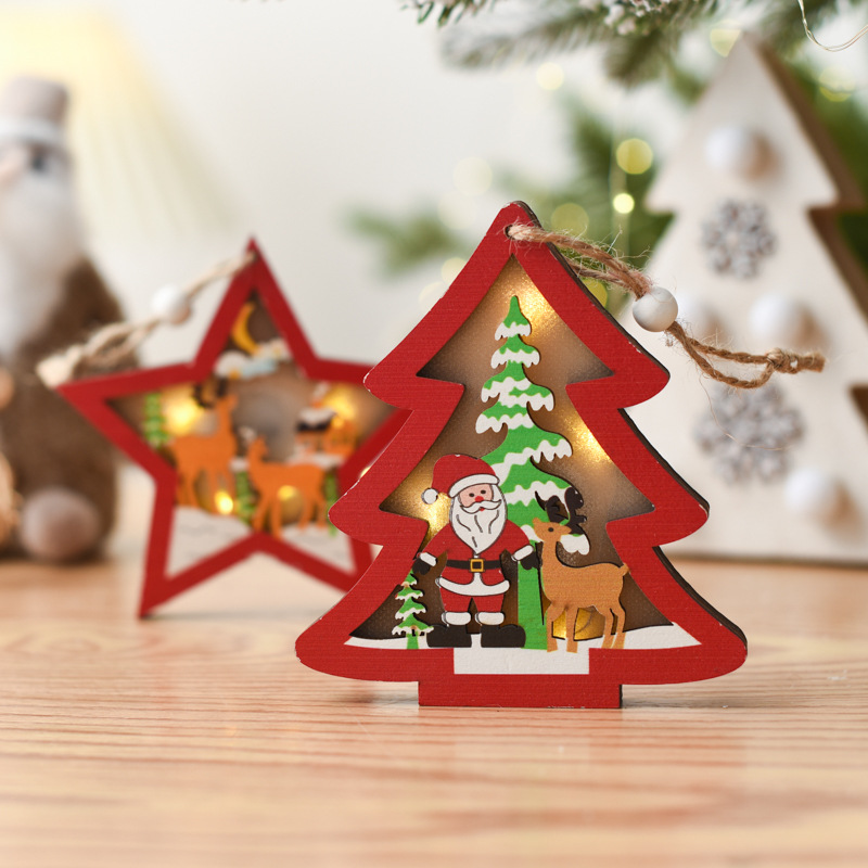 Weihnachten Süß Karikatur Holz Gruppe Hängende Ornamente display picture 3