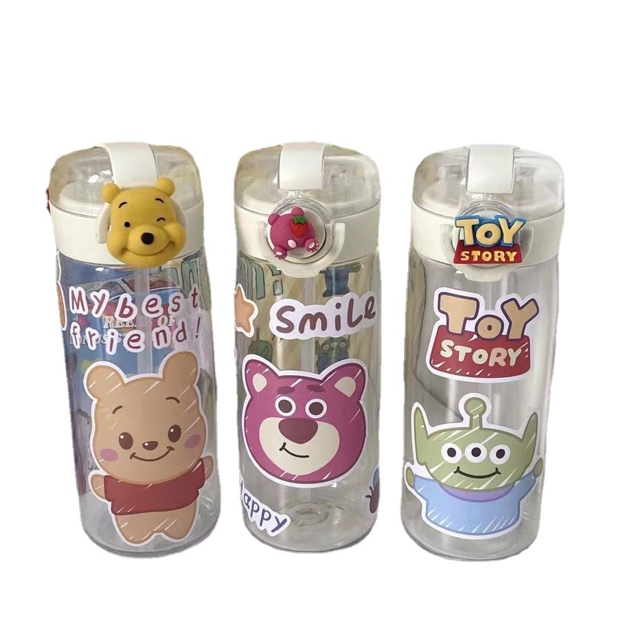 Oso fresa lindo taza portátil DIY pegatinas práctico taza chica espacio transparente portátil fitness estudiante