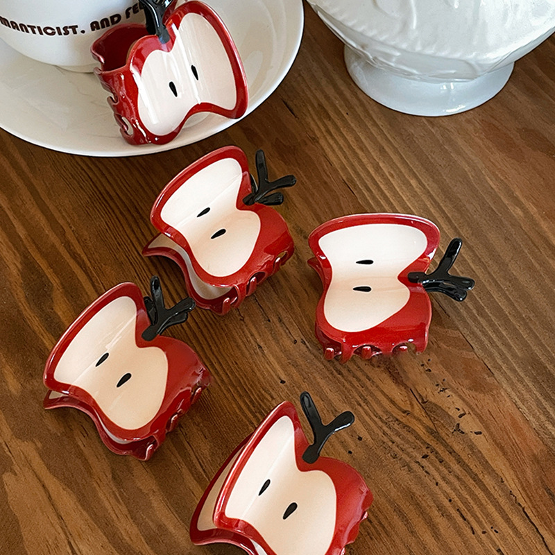 Süße und niedliche rote kleine Klammer für Damen, Sommer 2024, neue Haarklammer für den Hinterkopf, Hai-Clip für junge Erwachsene, Internet-Promi_voghion.com