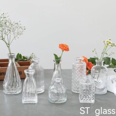 シンプルで新鮮な小さな花瓶、ガラス製、生花、ドライフラワー、水栽培、リビング、自宅、オフィス装飾、インスタイル