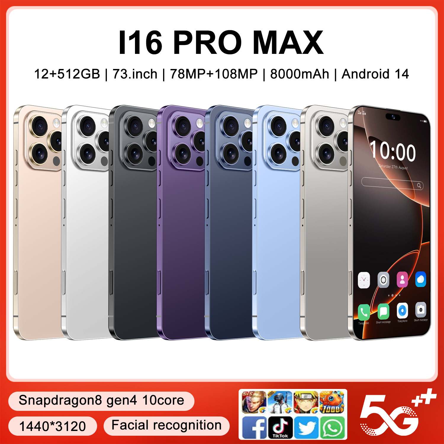跨境手机i16promax爆款现货灵动岛6.6寸4+64安卓智能手机外贸代发