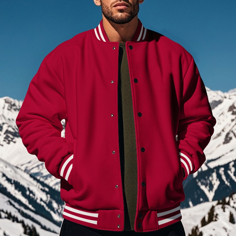 Nuevo transfronterizo europeo y americano Amazon TK otoño y invierno estilo americano pesado engrosado decoración de rayas de cuello de pie chaqueta deportiva casual
