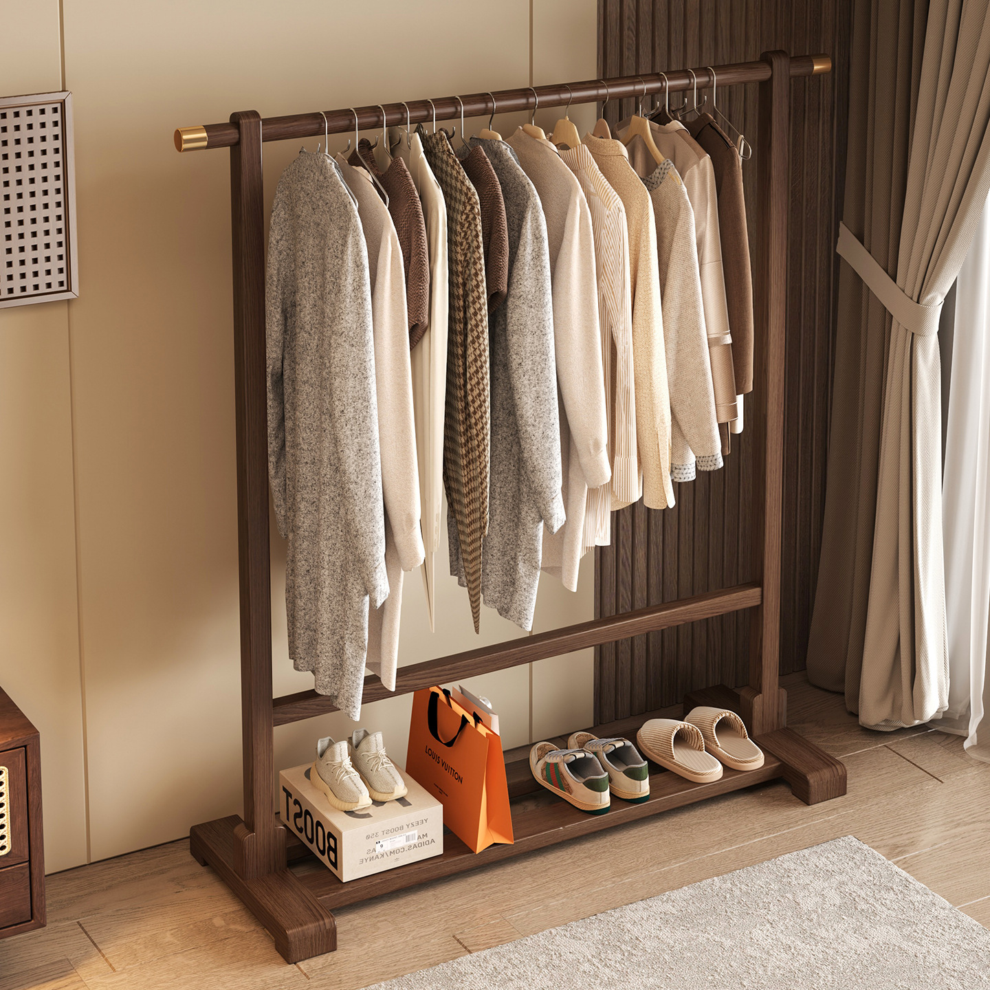 Percha de ropa de piso para dormitorio simple varilla de ropa interior percha de ropa doméstica percha de sombrero para colgar ropa estante de almacenamiento de acabado vertical