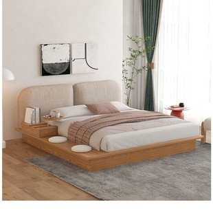 Solid Wood Tatami Bed Japanese Style Bedroom Storage Double Bed Upholstered High Box Air Pressure Storage Floor-Standing Wedding Bed