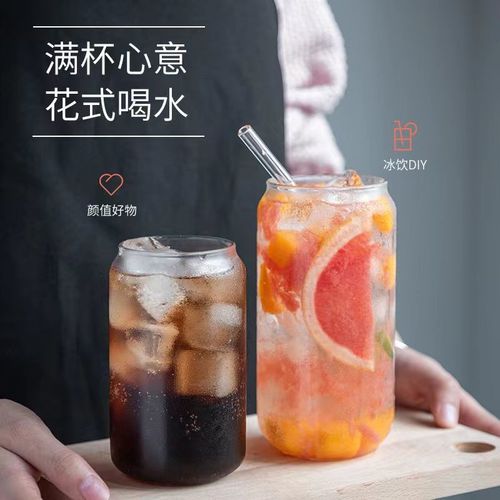 Internet-famous large-capacity transparent glass drink cup, cold drink milk tea glass, cola cup, high-value female water cup for home use