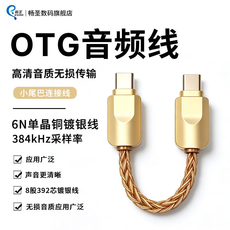 Otg Audio Cable Small Tail Connection Cable Typec Suitable for Apple and Android Portable Dac Decoding Earphone Amplifier Audio Cable