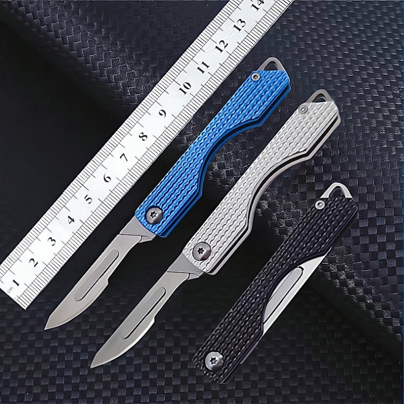 户外小刀折叠式手术刀架不锈钢美工刀钥匙扣刀随身携带铝合金小刀