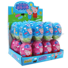 欢乐小猪玩具蛋巧克力豆创意儿童零食糖果趣味奇趣玩具蛋批发