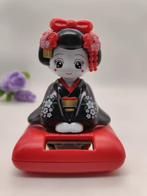 Car ornaments Japanese Geisha Taiwan Doll - 101011-sitting-black-dancer-nod