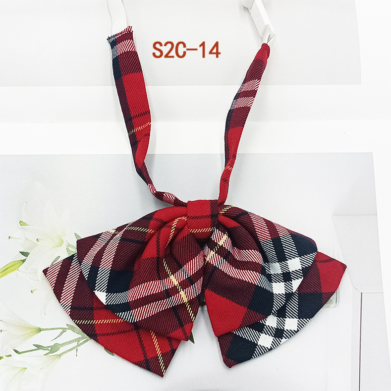 Pajarita de estilo universitario jk bowknot moda coreana casual rayas a cuadros niñas doble cuello flor spot al por mayor