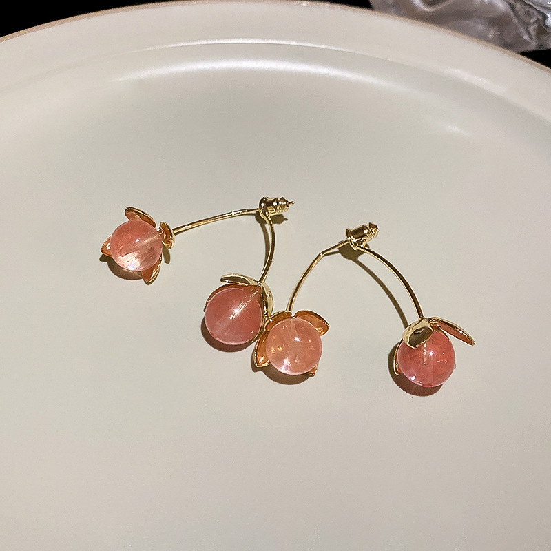 1 Pair Sweet Cherry Alloy Inlay Natural Stone Womenu0027S Drop Earrings