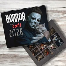 新品2026 Halloween Horror Movie & Cats Wall Calendar恐怖挂历