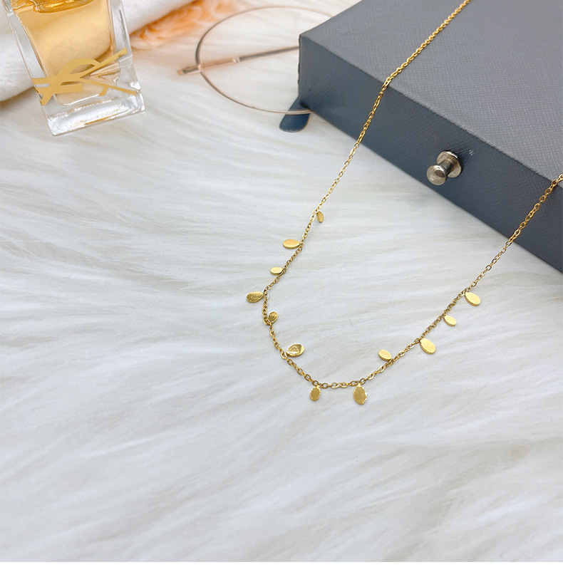 Necklace Classification Simple Style Round Square Water Droplets Titanium Steel Plating Necklace