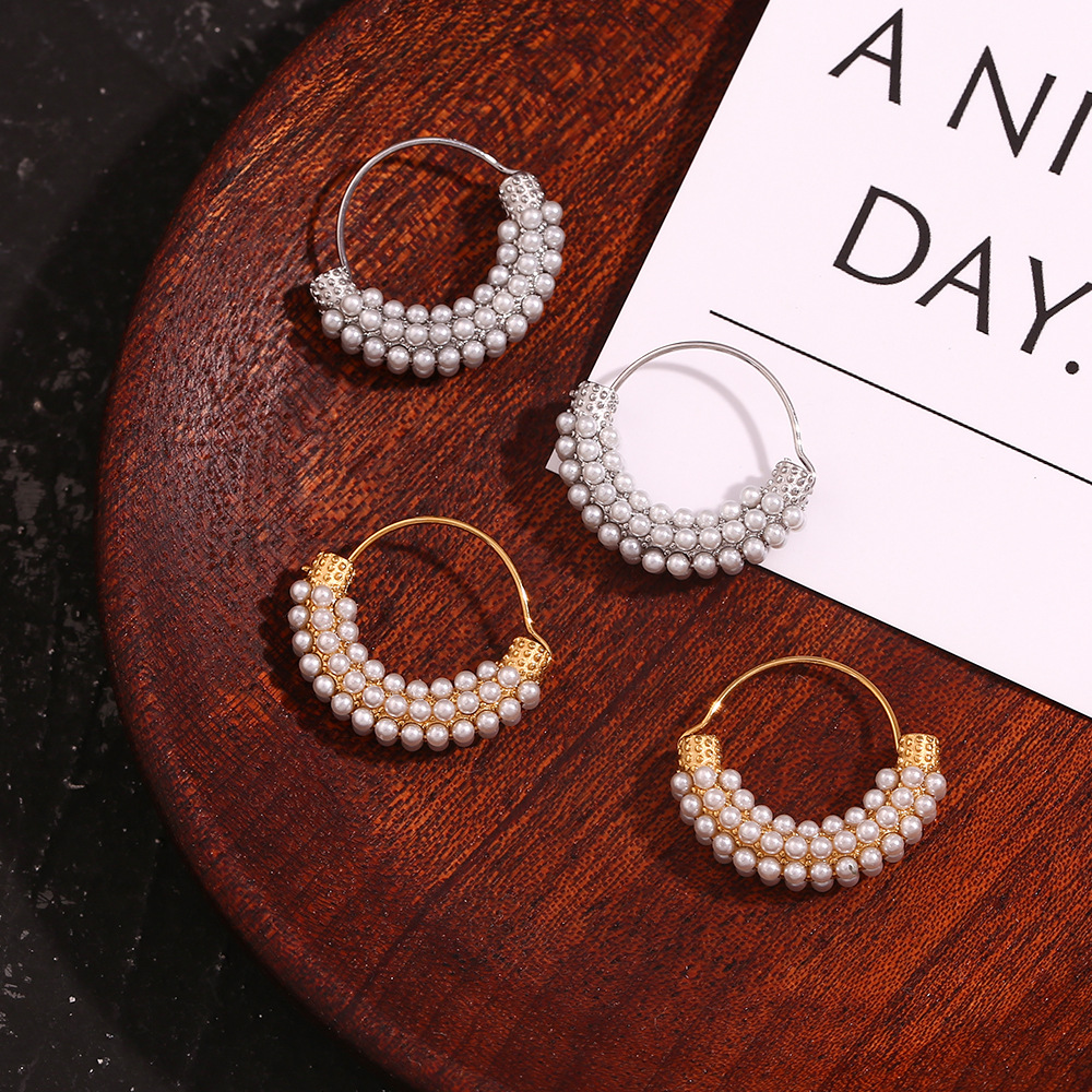 Micro-pearl Hanging Basket Earrings