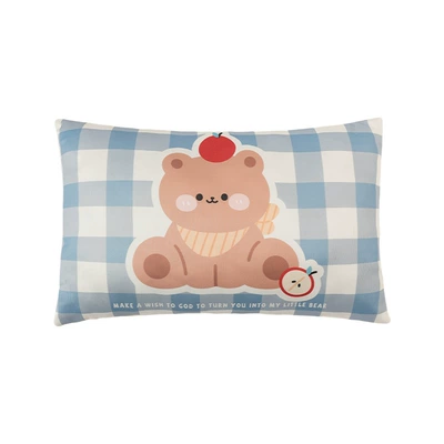 Blue Rain Cartoon Car Seat: Seat cushion, seat cover - air-layer-blue-plaid-bear-waist-support-square