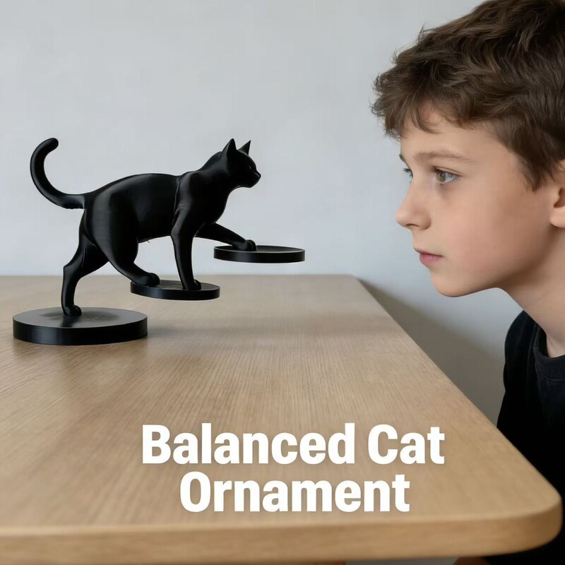 Cross-Border 3D Printed Hot-Selling Items: Cat Climbing Stairs Home Decor, Interesting Floating Cat Ornaments, Decorative Gifts