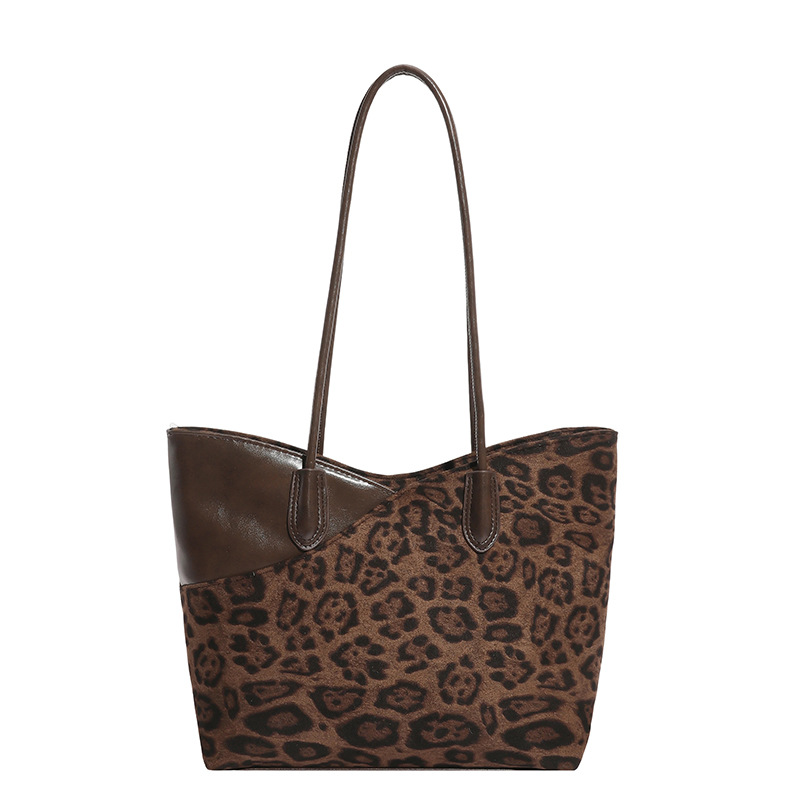 Tide gran capacidad leopardo tote bolso para mujeres 2026 nuevo retro de seda de mano mano de hombro alto sentido brazalete