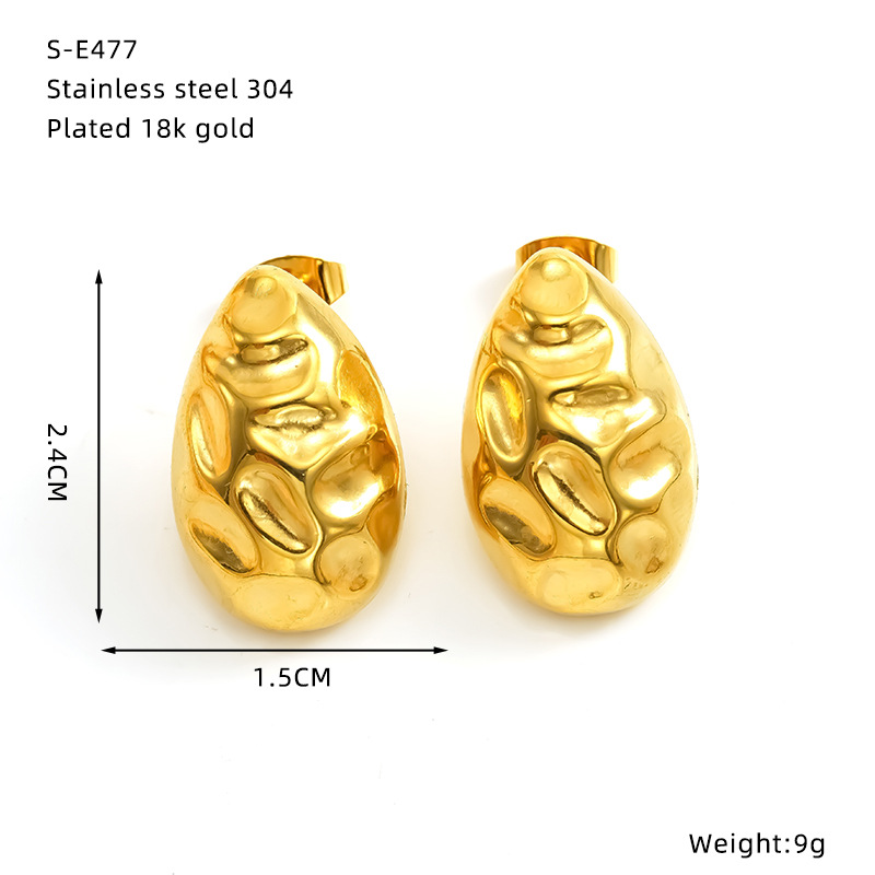Boucles d oreilles clous marteau en acier inoxydable doré chic_voghion.com