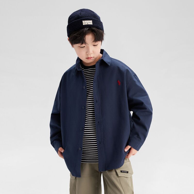 左西童装儿童衬衣男童2025新款休闲白色纯棉衬衫薄外套男孩春秋装|undefined