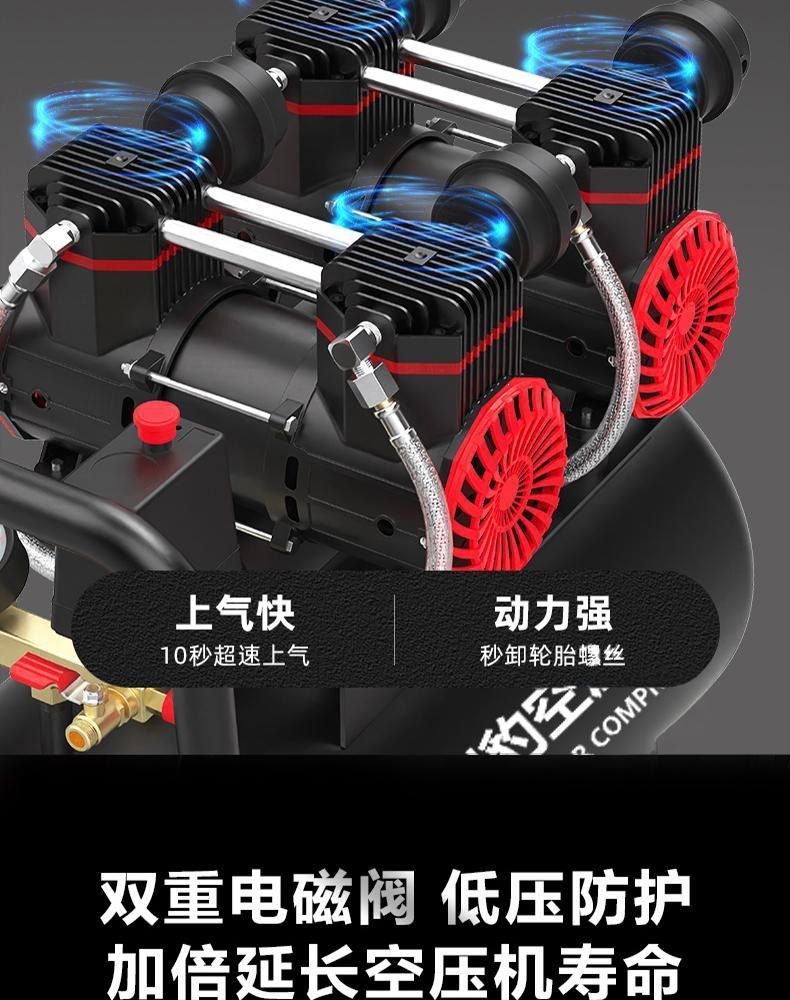New Model Air Pump Air Compressor Oil-Free Silent Inflator High-Pressure Air Pump for Woodworking, Auto Repair, and Painting