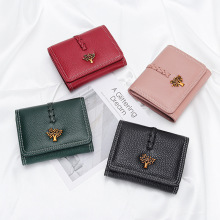 2025新款真皮三折钱包女士皮夹子折叠头层牛皮钱夹外贸短款钱包女