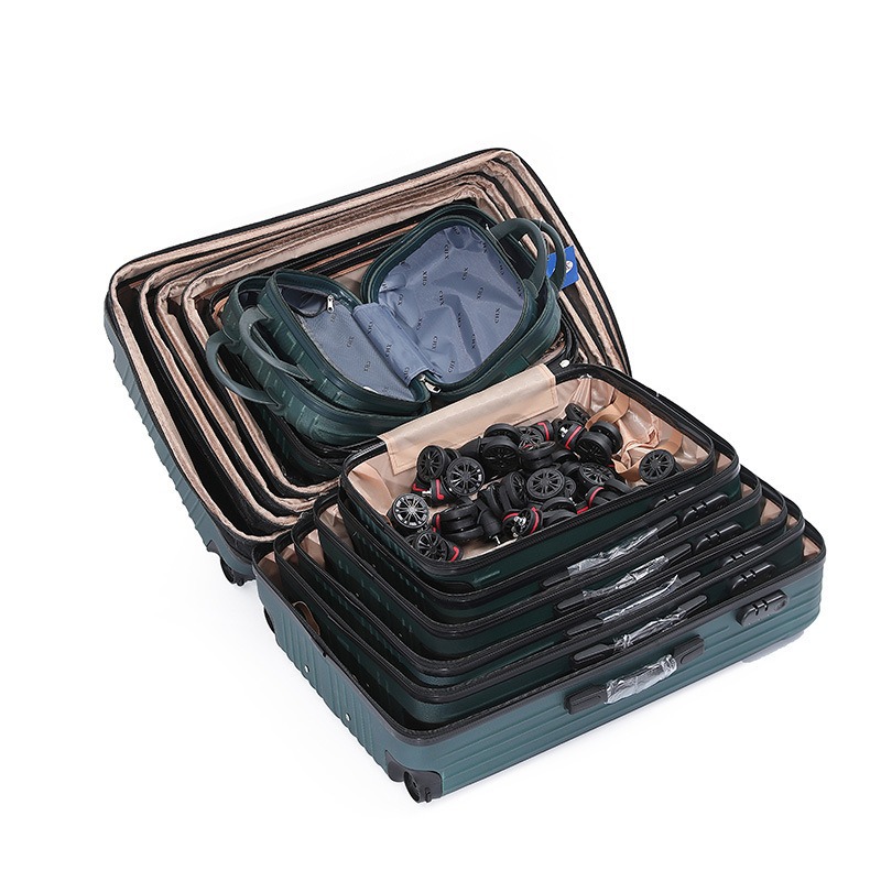 Maleta trolley de comercio exterior de ocho piezas, rueda de avión, maleta desmontable, maleta de negocios, almacenamiento de equipaje de embarque para hombres y mujeres