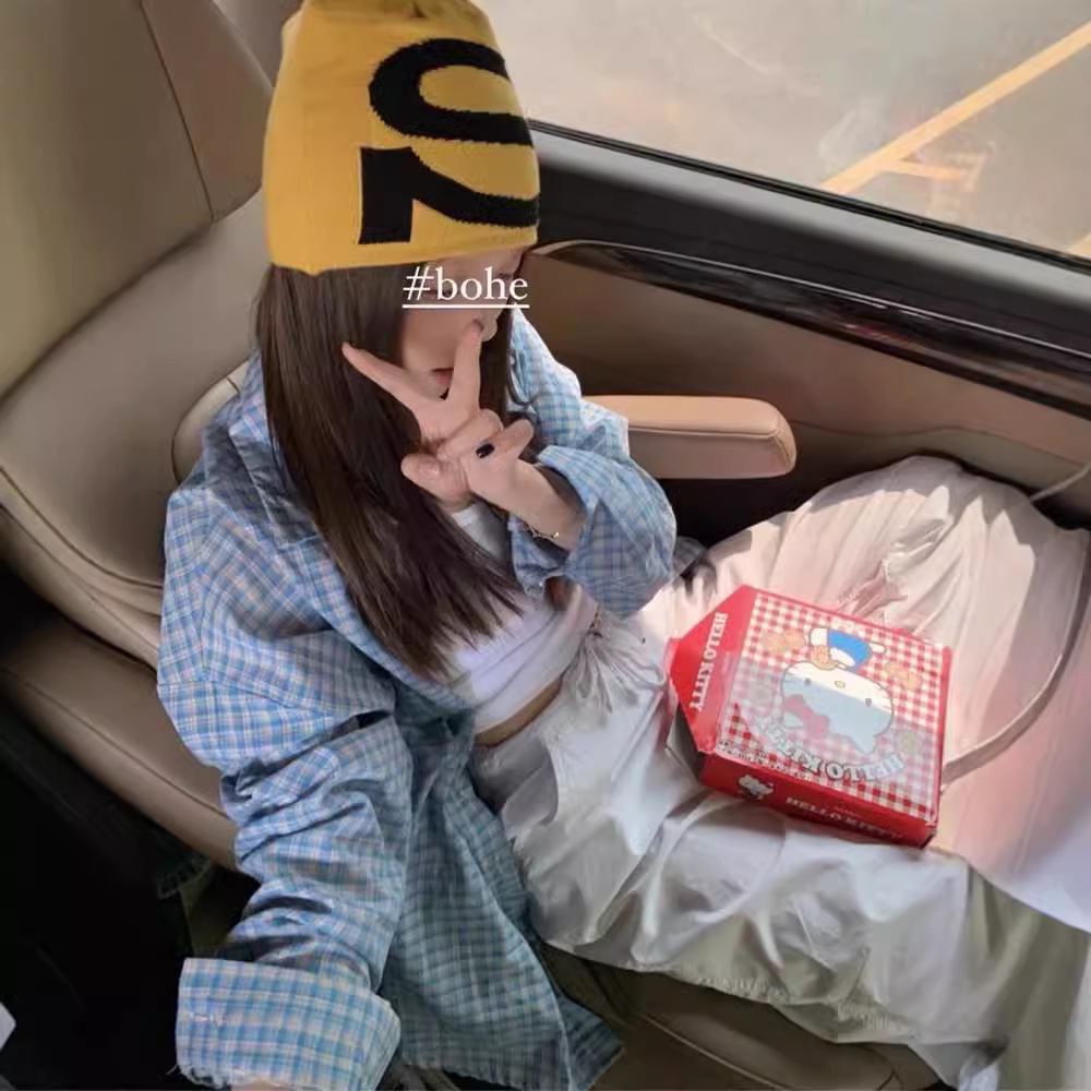 진짜 가격 파란 격자 무늬 셔츠 여성용 레트로 게으른 스타일 2024 여름 한국 스타일 느슨한 캐주얼 셔츠 긴 소매 탑 코트