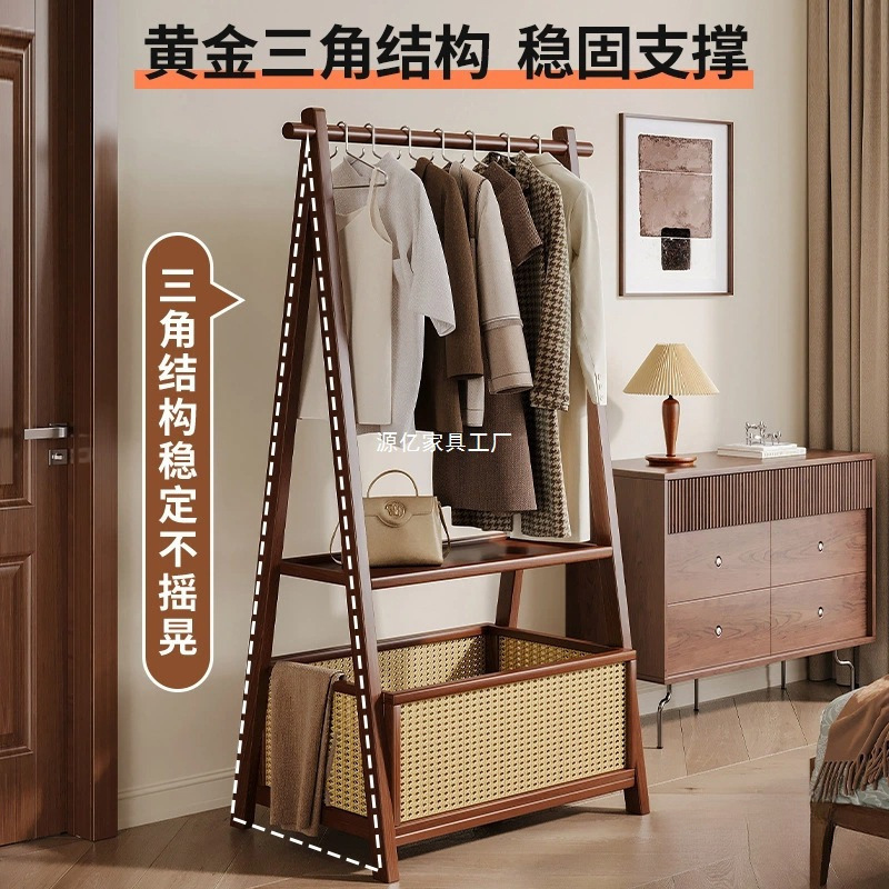 衣架简易落地卧室家用挂衣架房间实木多功能简易衣服收纳置物衣帽|undefined