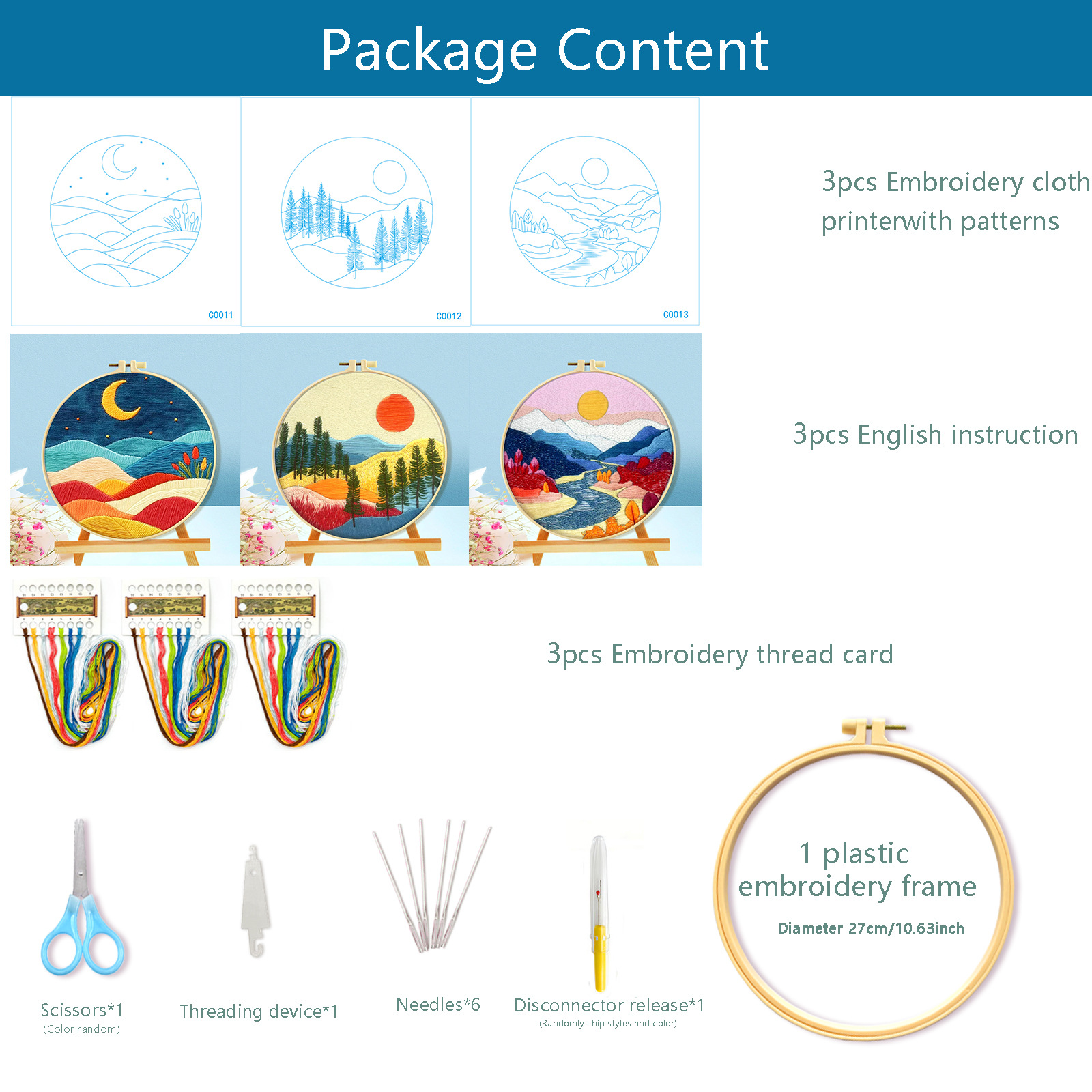 Bordado transfronterizo de nuevos productos, combinación de paisaje, sol y luna, bordado de paisaje hermoso, paquete de material para principiantes, bordado de fábrica