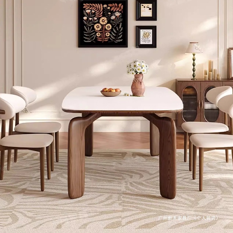 Dining Table for Home Small Apartment Living Room Rectangular Dining Table New Modern Simple Light Luxury Slate Table and Chair Combination
