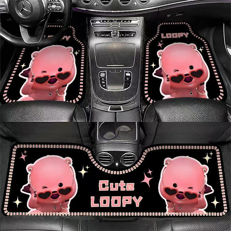 Cartoon car floor mats, cute and dirt-resistant, durable and cuttable, dirt-resistant silk loop car floor mats